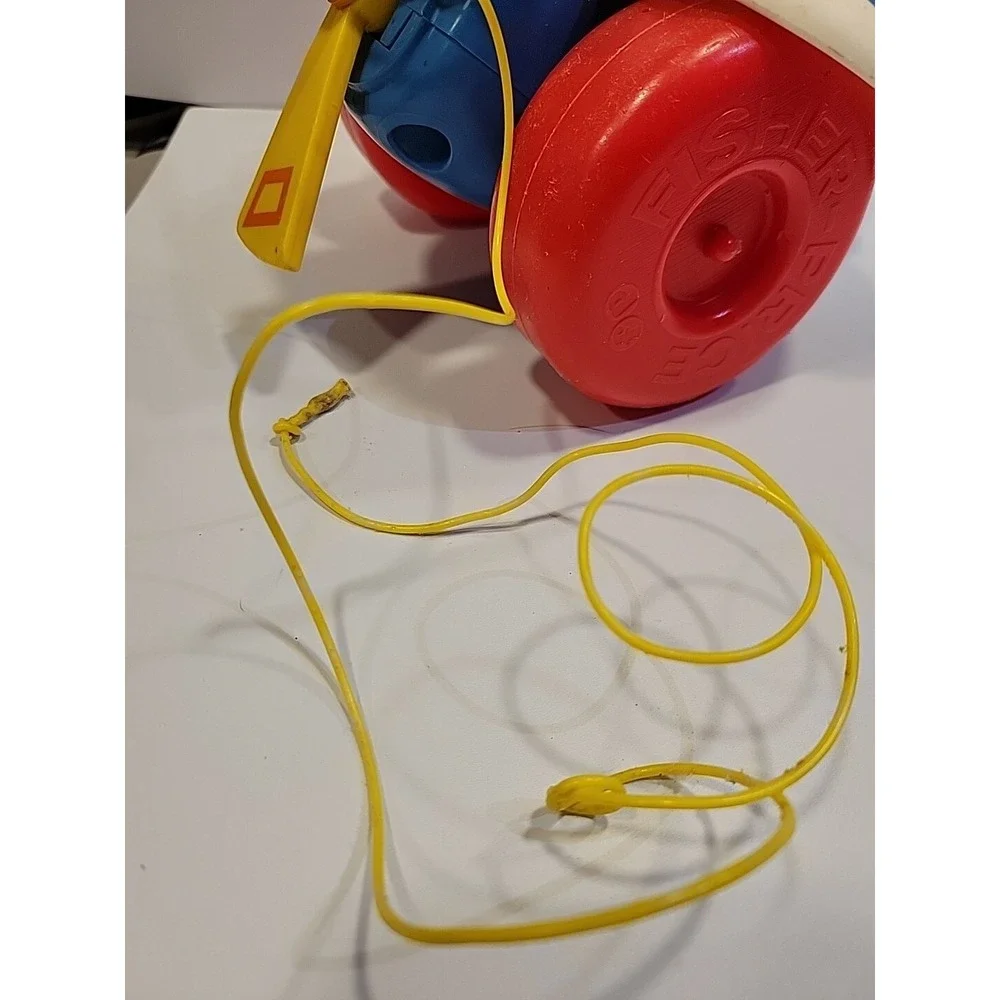 Vintage 1980s Fisher Price Plane Plastic Helicopter Airplane Pull‎ Toy